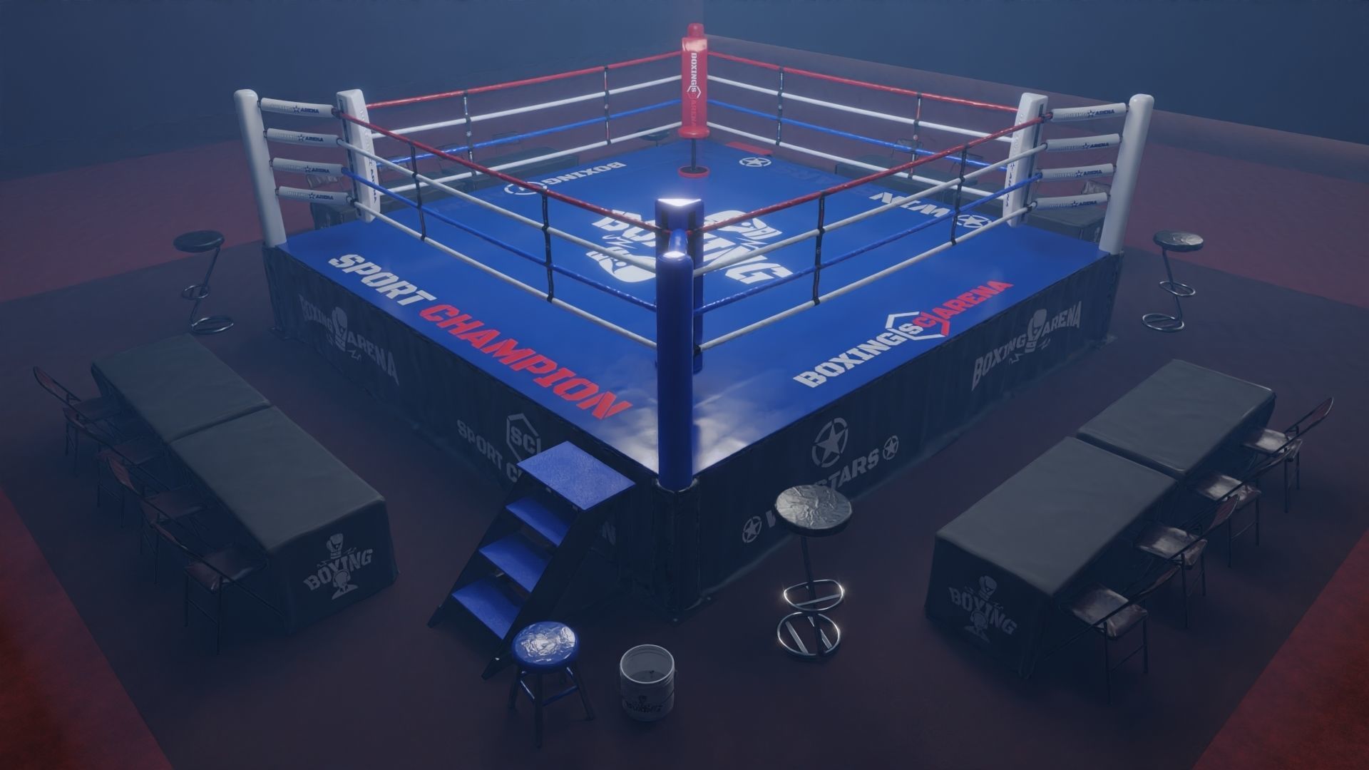 BOXING ARENA  - Game Ready Asset Pack Volume 1 Low-poly 3D model_4