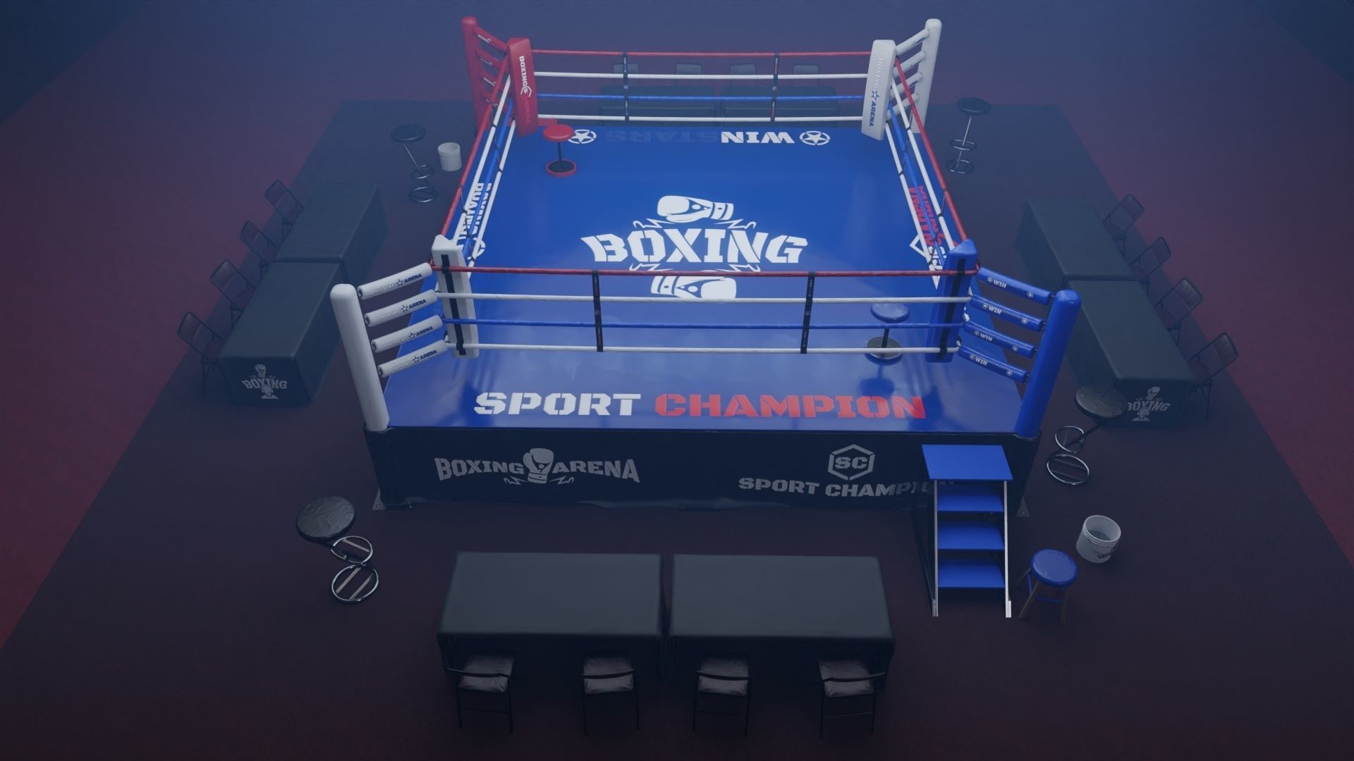BOXING ARENA  - Game Ready Asset Pack Volume 1 Low-poly 3D model_2