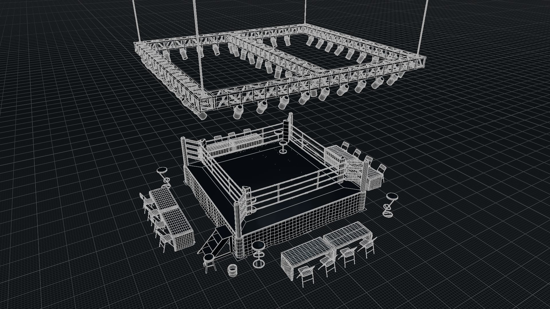 BOXING ARENA  - Game Ready Asset Pack Volume 1 Low-poly 3D model_11