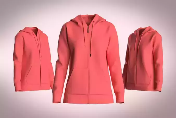 Girls Zipper Hoodie-Red