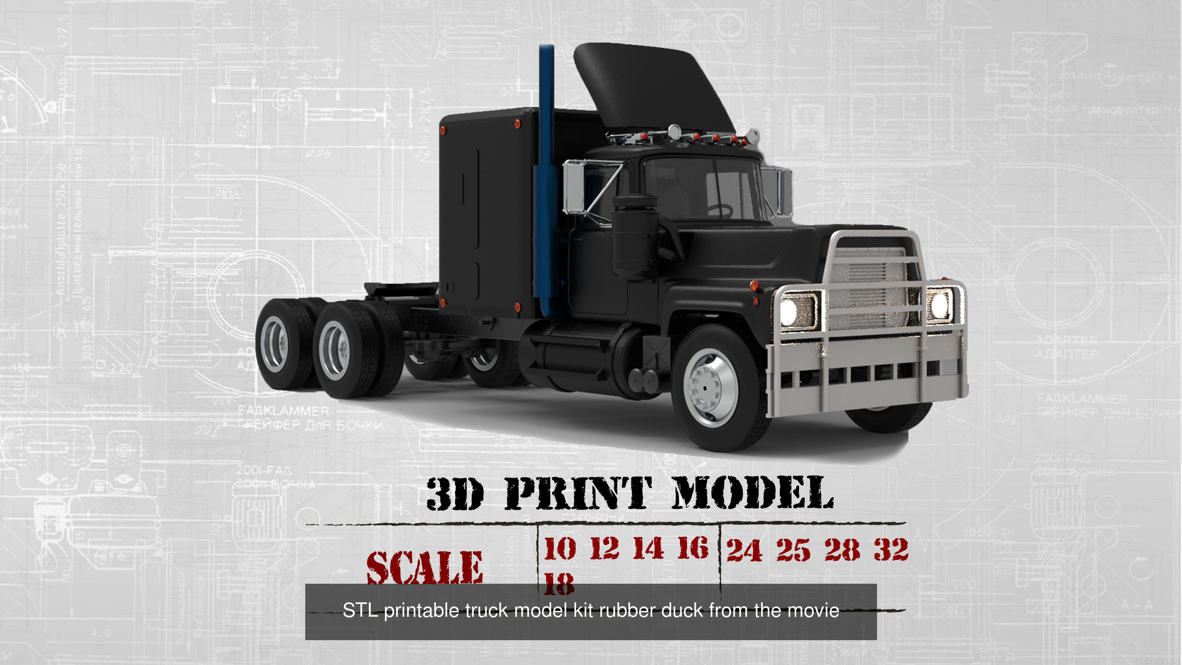 Truck  Rubber Duck and fuel Tanker trailer movie Convoy 3D Model Collection_2