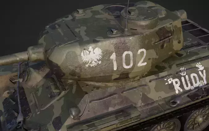 T-34-85 Game Ready Low-poly 3D model