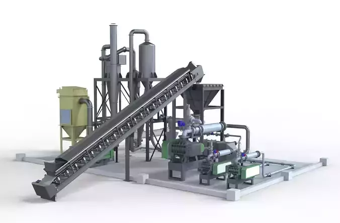 Industry tank Mining processing plant equipment 3d model props 3D model