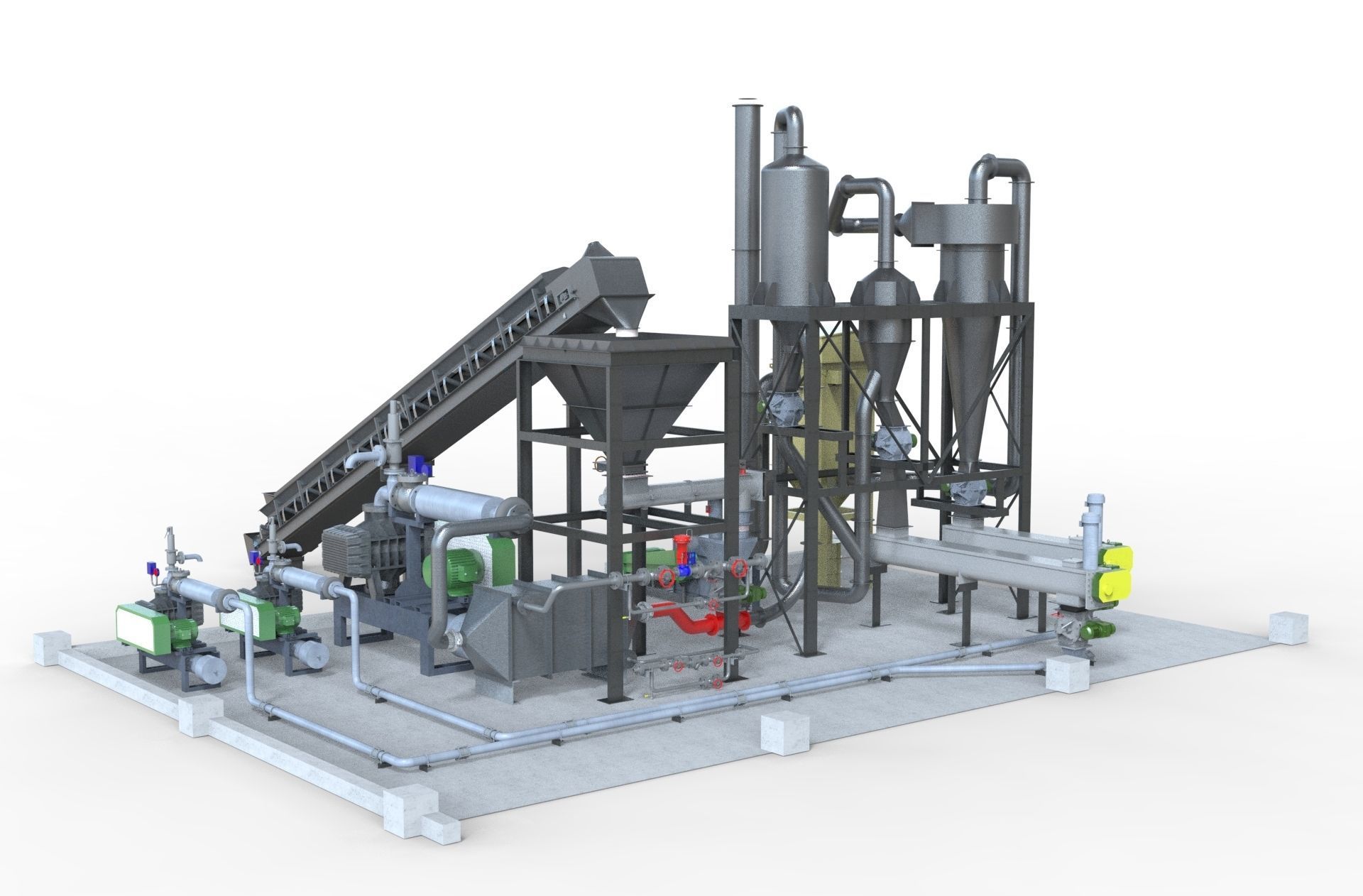 Industry tank Mining processing plant equipment 3d model props 3D model_11