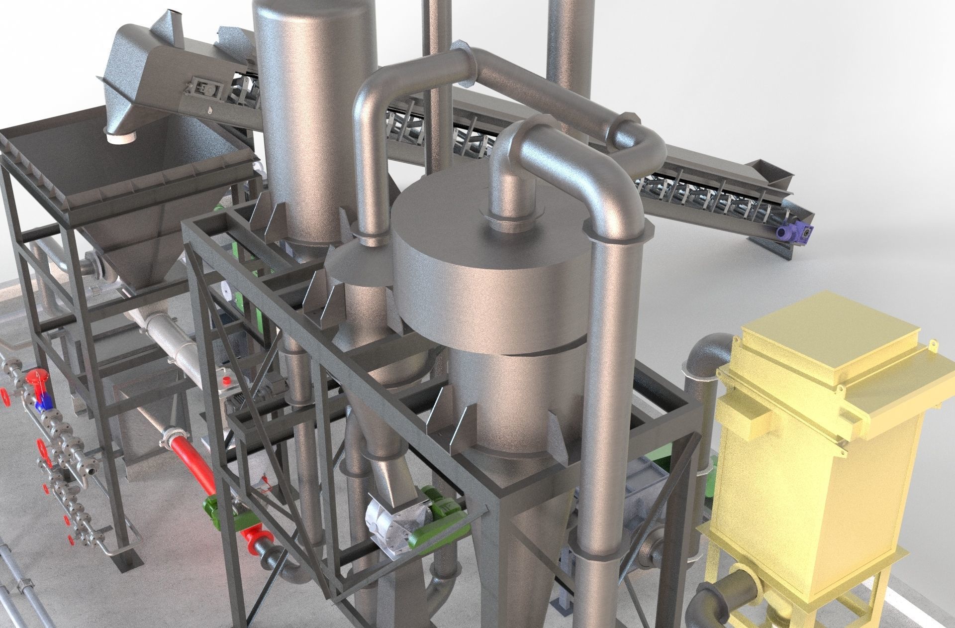 Industry tank Mining processing plant equipment 3d model props 3D model_12