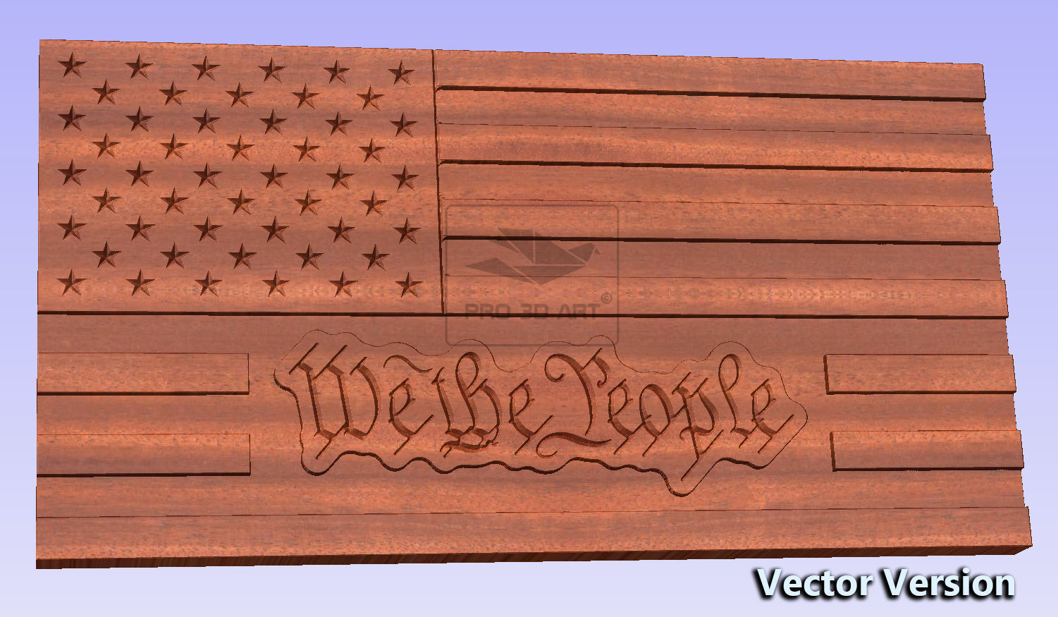 USA Flag - We The People - CNC Files For Wood 3D STL Model  3D model_2