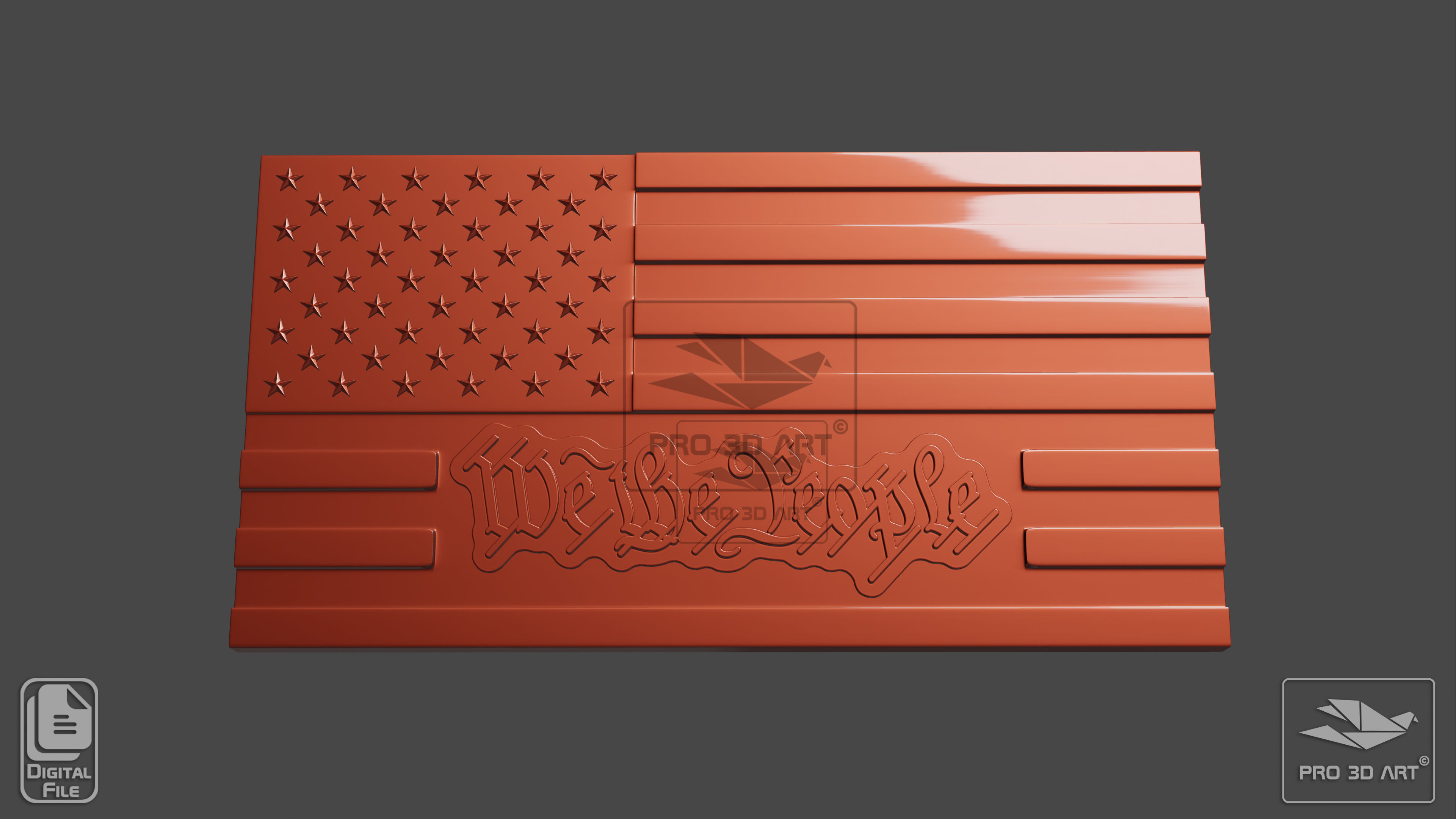 USA Flag - We The People - CNC Files For Wood 3D STL Model  3D model_1