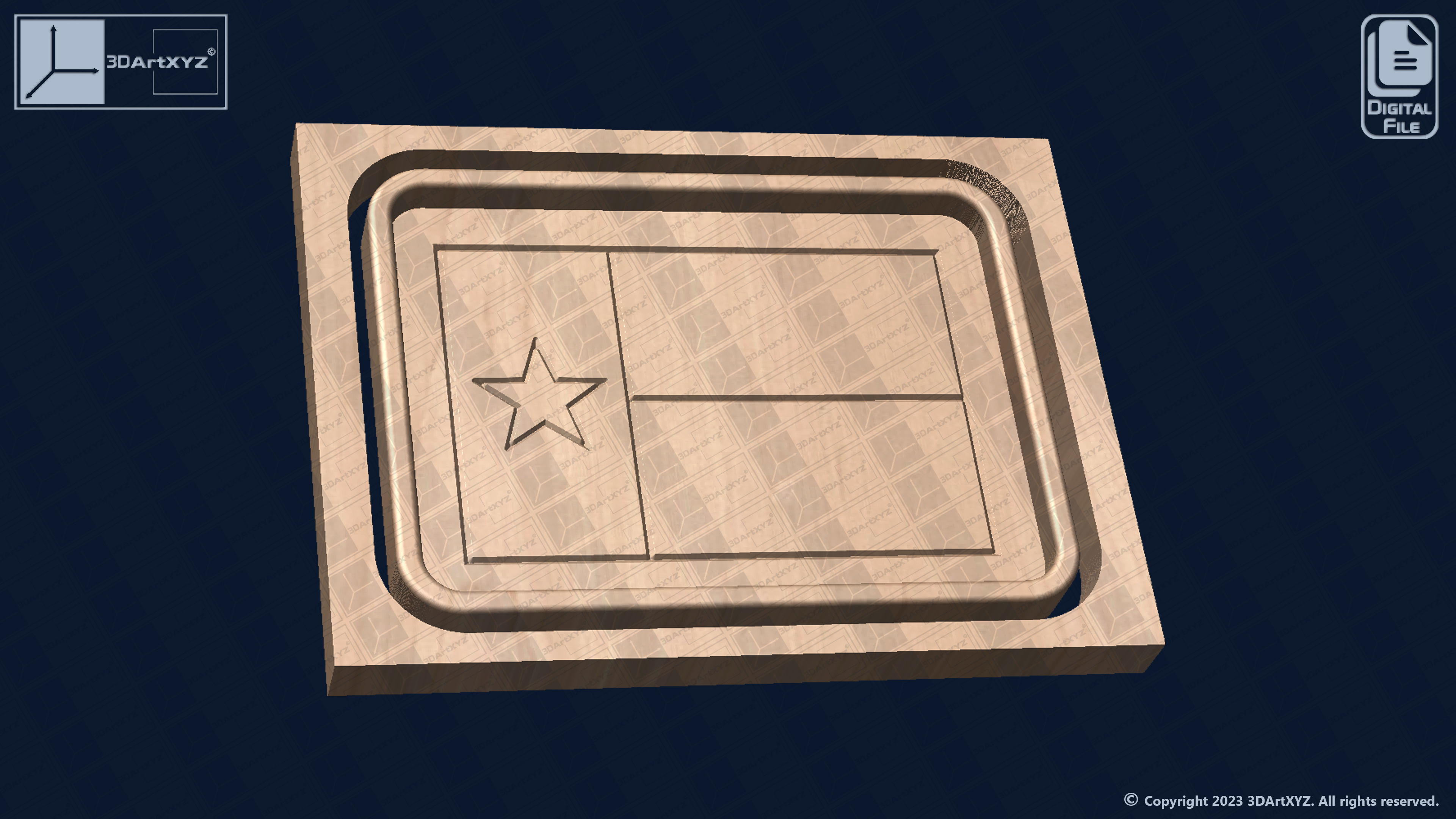 Texas Flag Tray - CNC Files for Wood 3D model_1