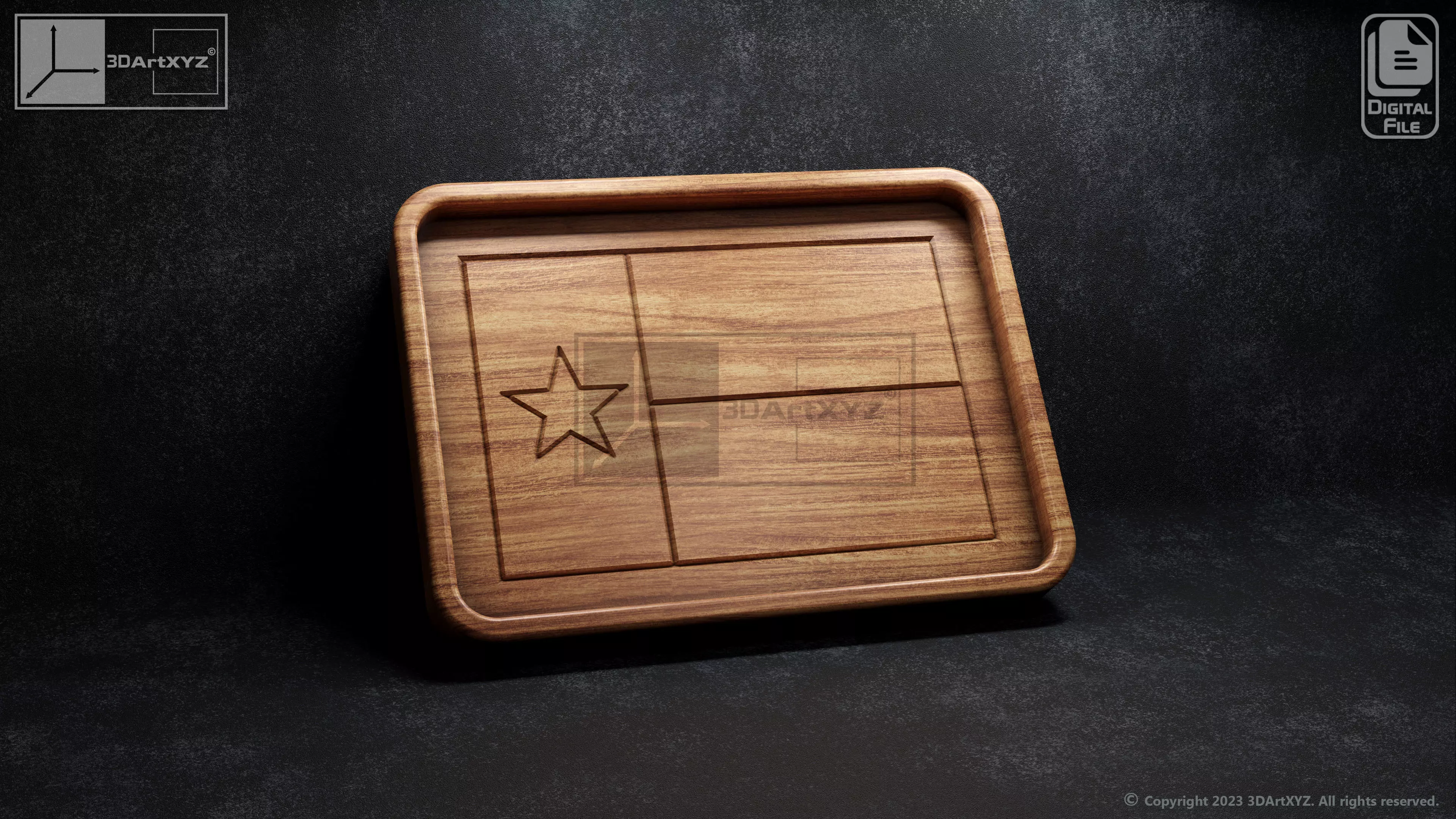 Texas Flag Tray - CNC Files for Wood 3D model_0