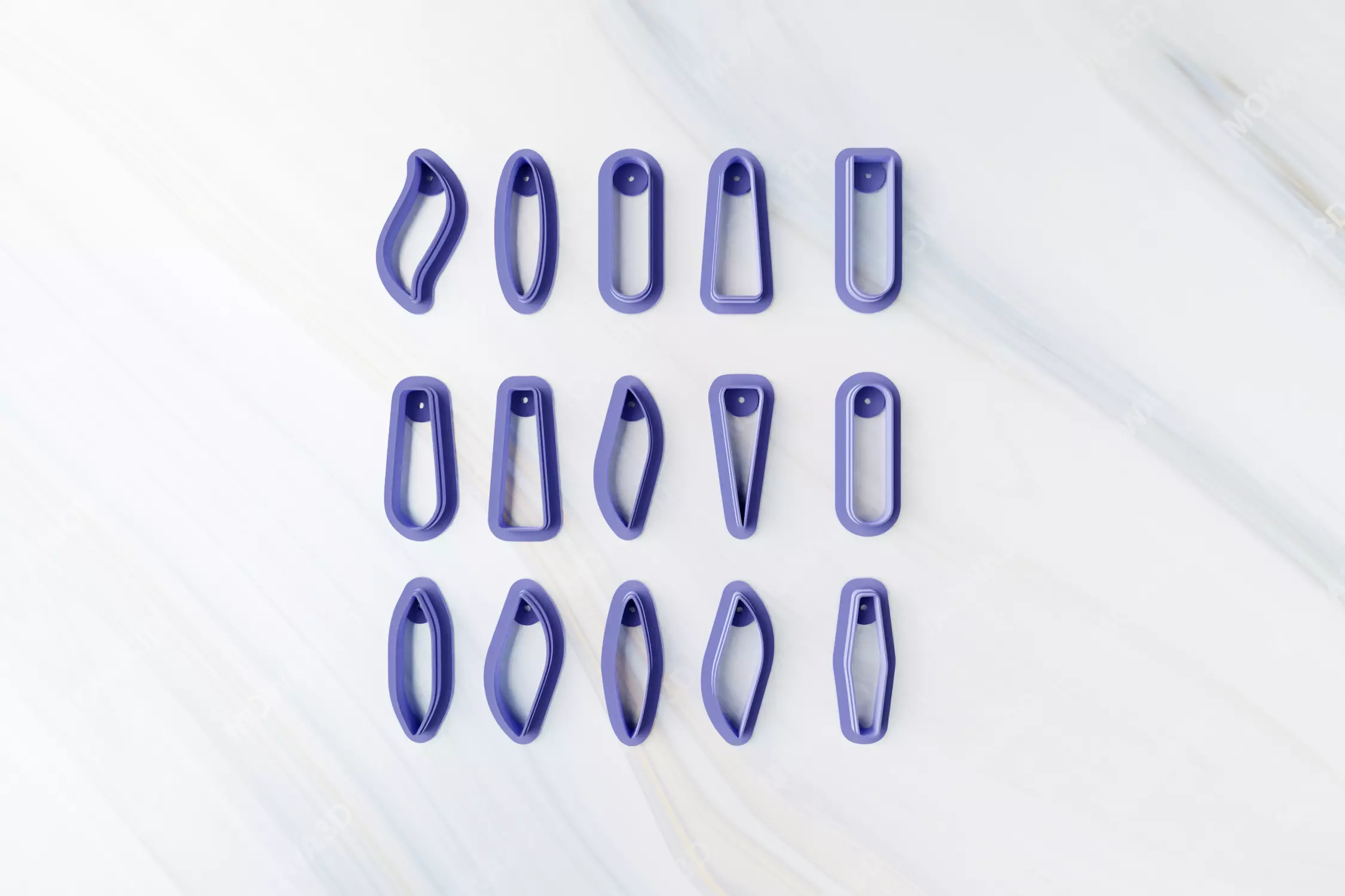 Stick long thin Shape Cutters set of 15 3D print model_0