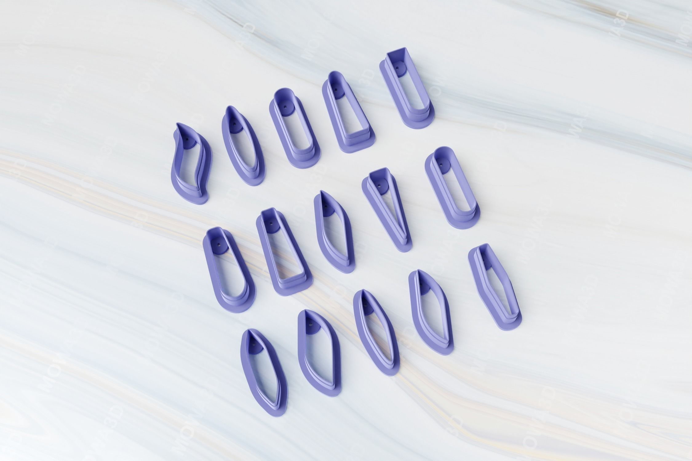 Stick long thin Shape Cutters set of 15 3D print model_1