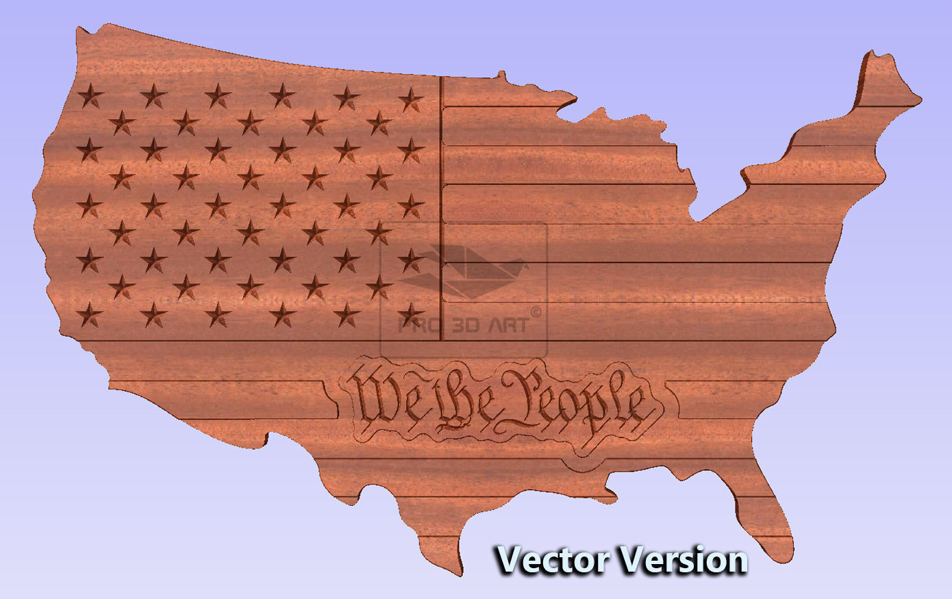 USA Map - We The People - CNC Files For Wood 3D STL Model 3D model_2