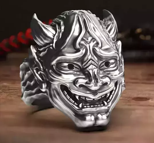 Ring samurai mask ring tokyo printable jewelry 3D print model