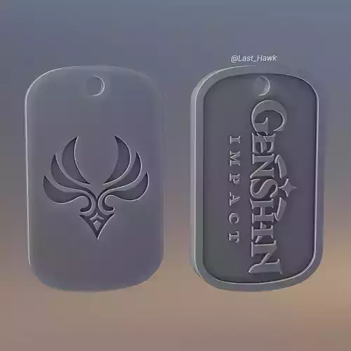 Anemo dogtag Genshin Impact 3D print model