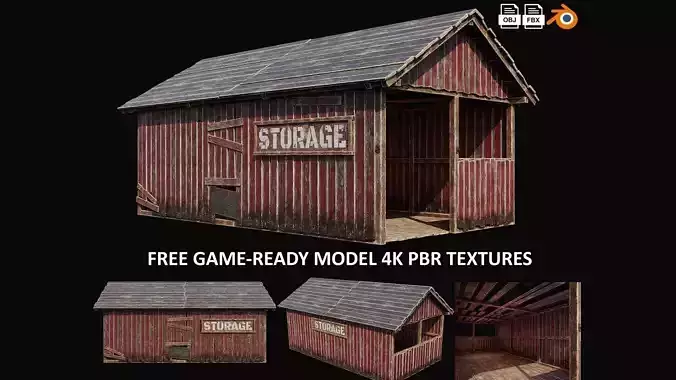 FREE Farm Building Storage 4K PBR Game-Ready