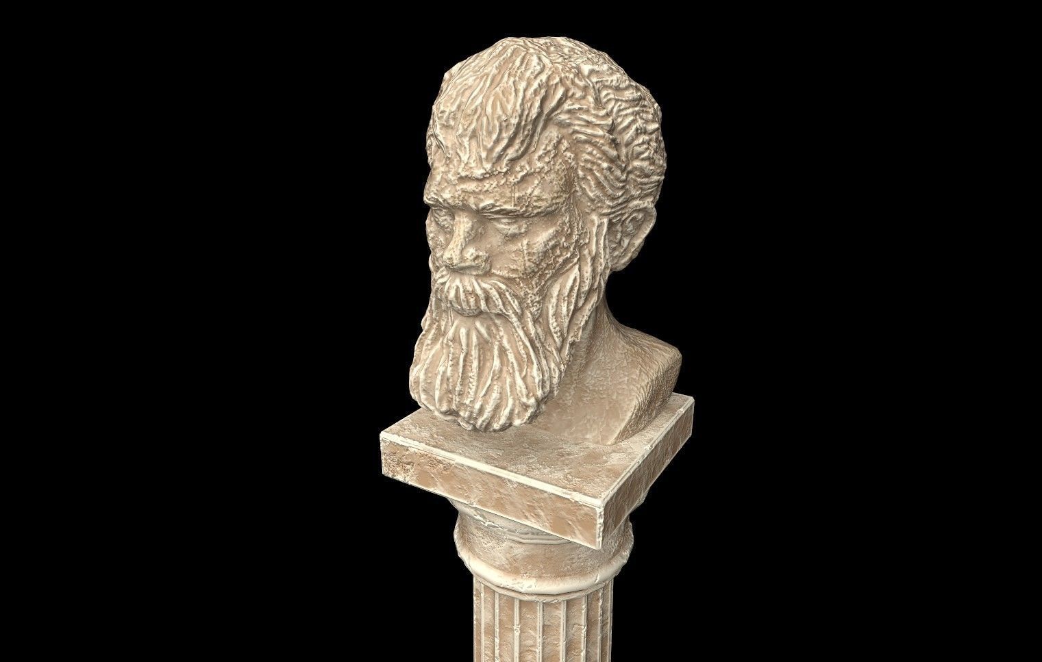 Ancient Bust on Collumn Low-poly 3D model_2
