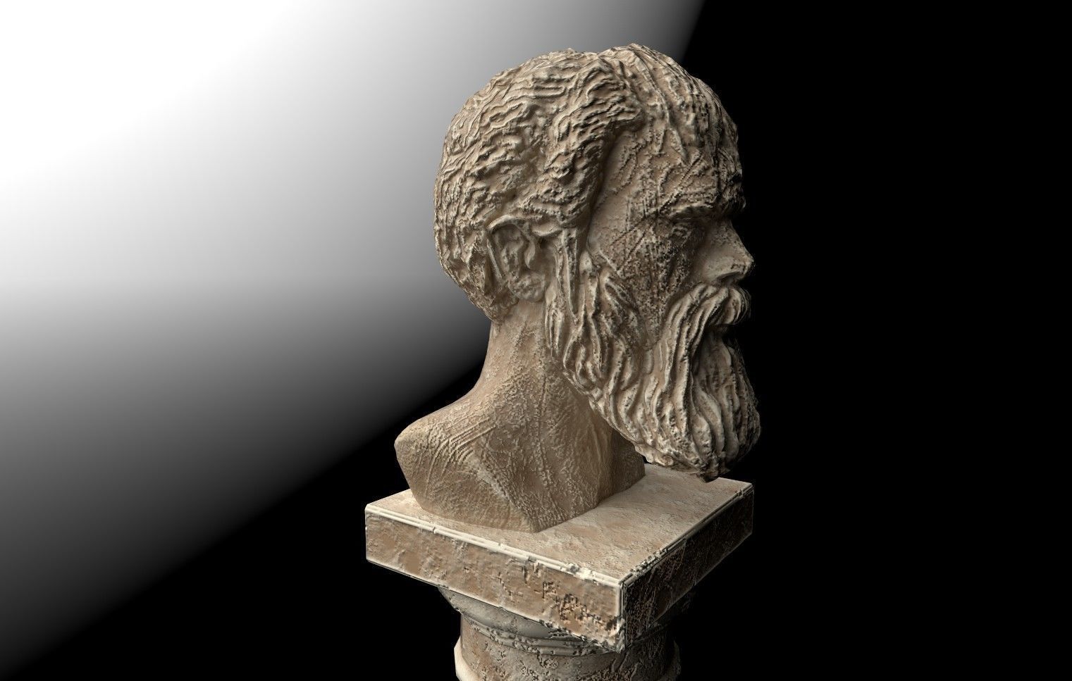 Ancient Bust on Collumn Low-poly 3D model_4