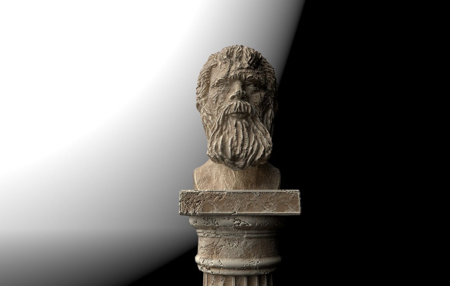 Ancient Bust on Collumn Low-poly 3D model_3