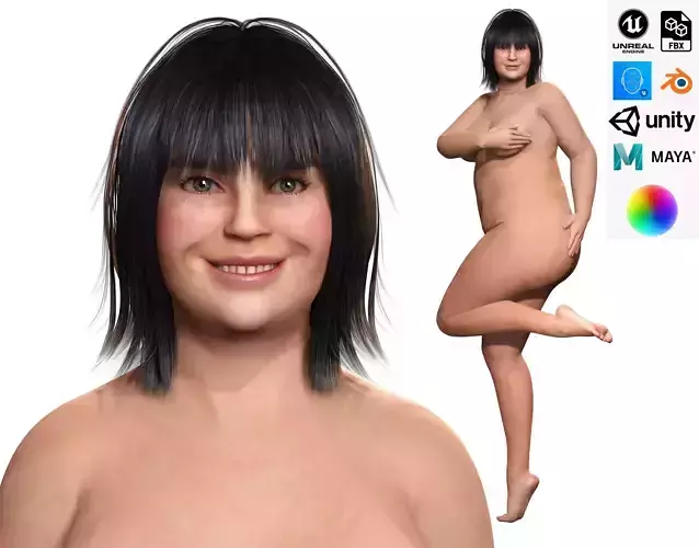 Rosie - The Curvy Beauty Naked 4K Low-poly 3D model