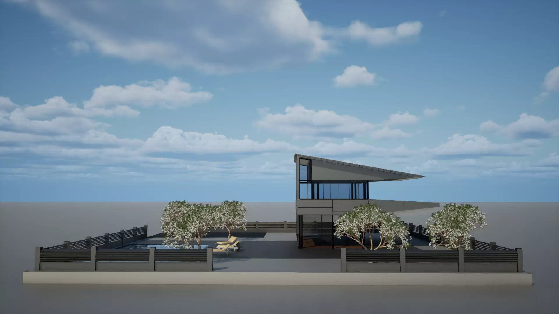 Modern house Low-poly 3D model_0