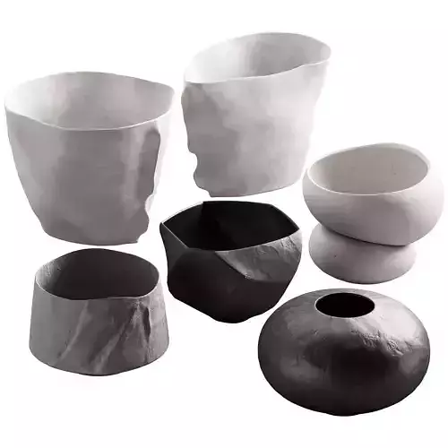302 decorative vases and pots 02 deformed folded relief vase