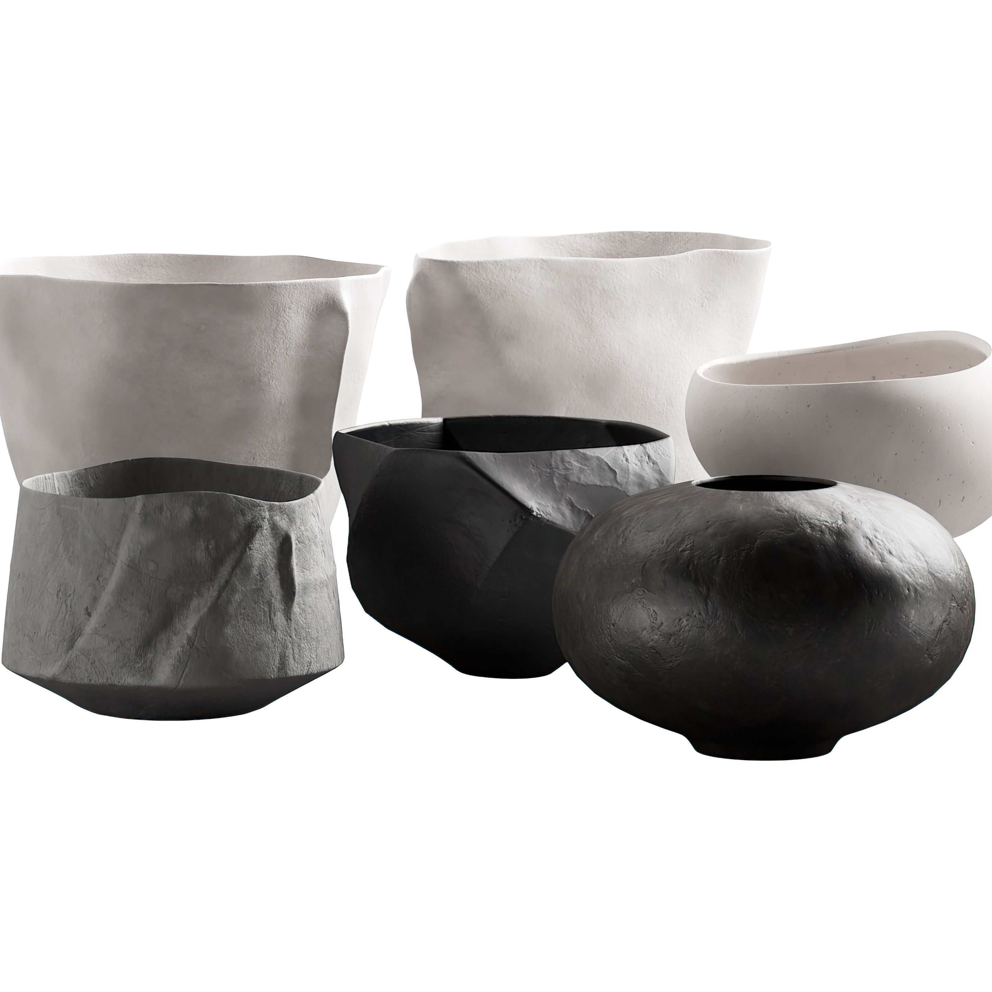 302 decorative vases and pots 02 deformed folded relief vase 3D model_4