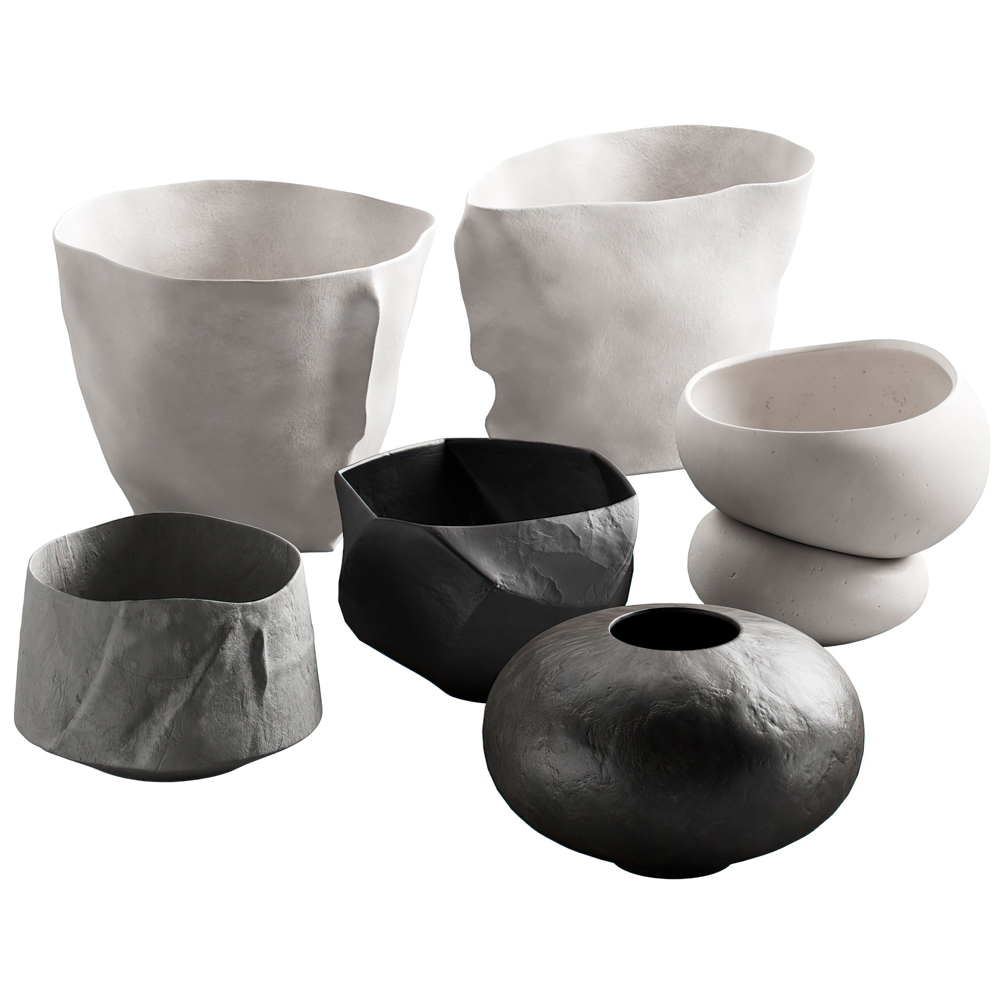 302 decorative vases and pots 02 deformed folded relief vase 3D model_5