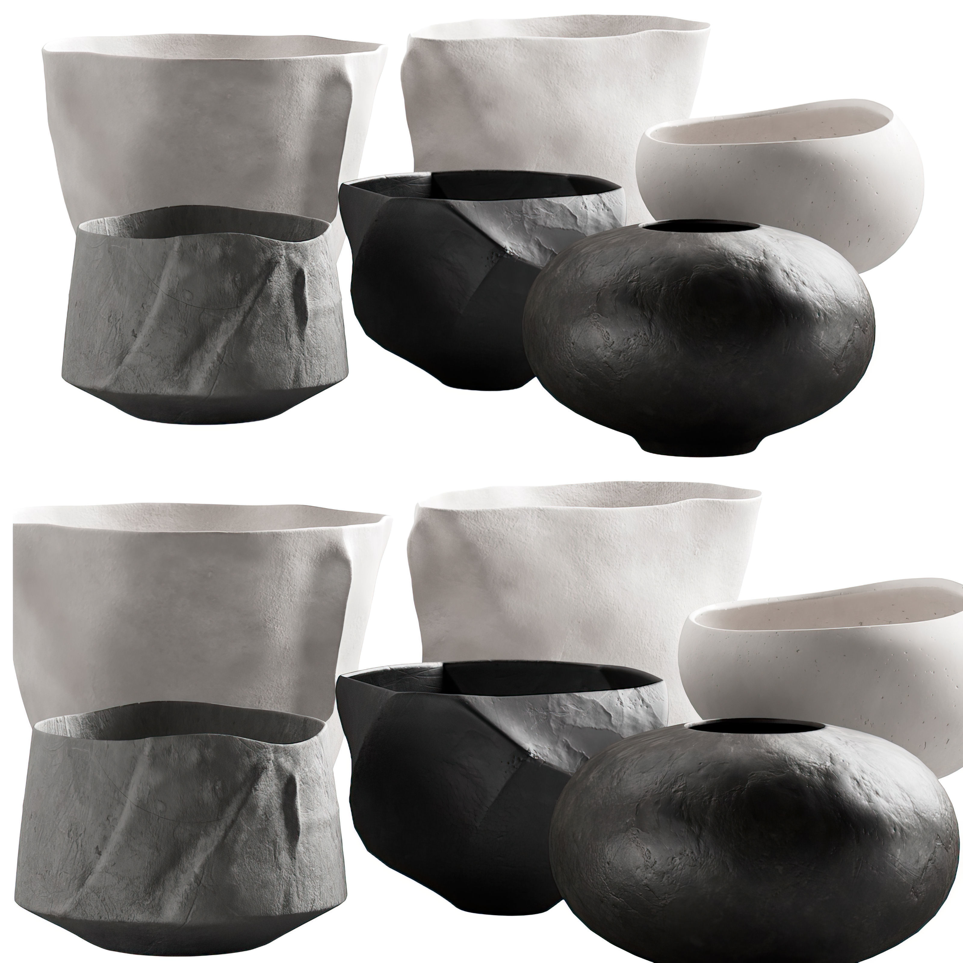 302 decorative vases and pots 02 deformed folded relief vase 3D model_1