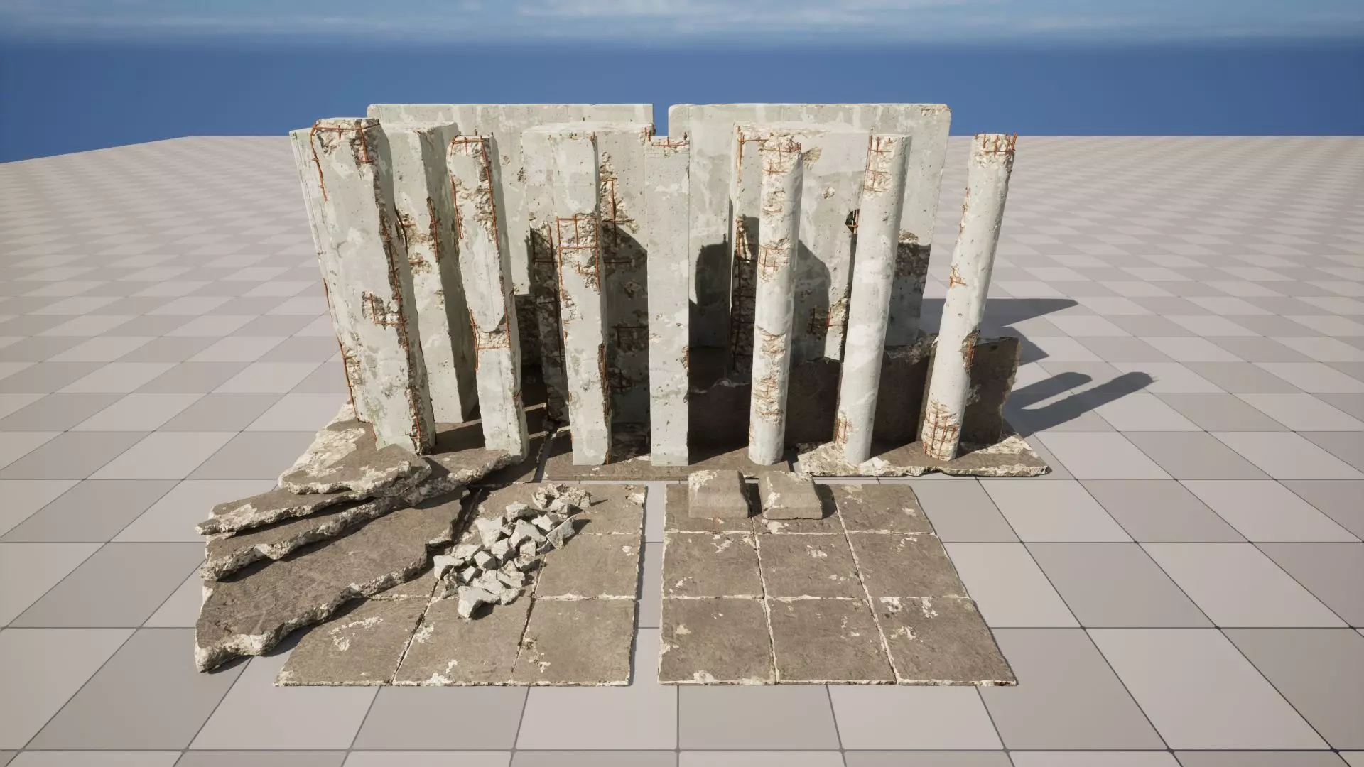 Concrete Damaged Vol 1 Low-poly 3D model_0