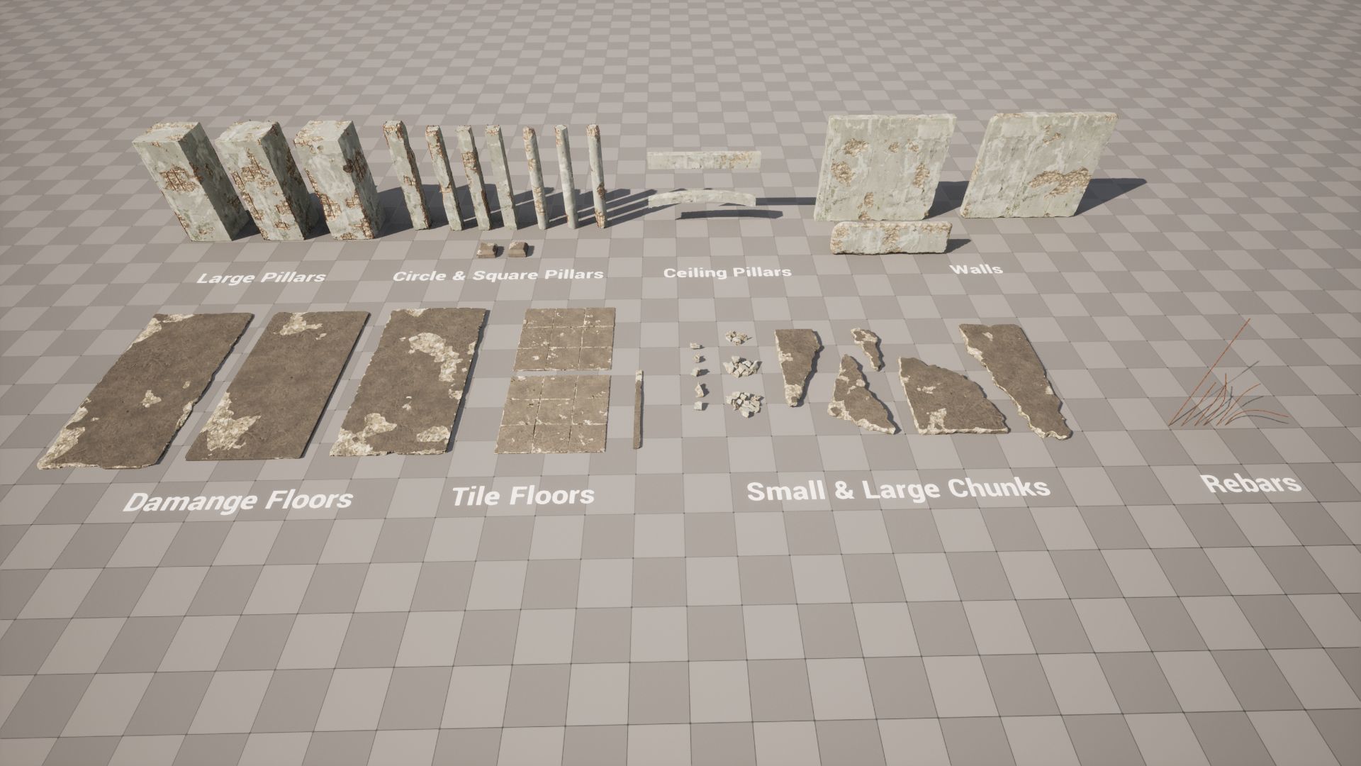 Concrete Damaged Vol 1 Low-poly 3D model_2