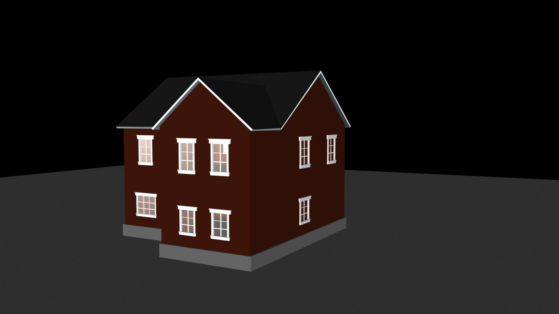 two story L shaped house  3D model_2