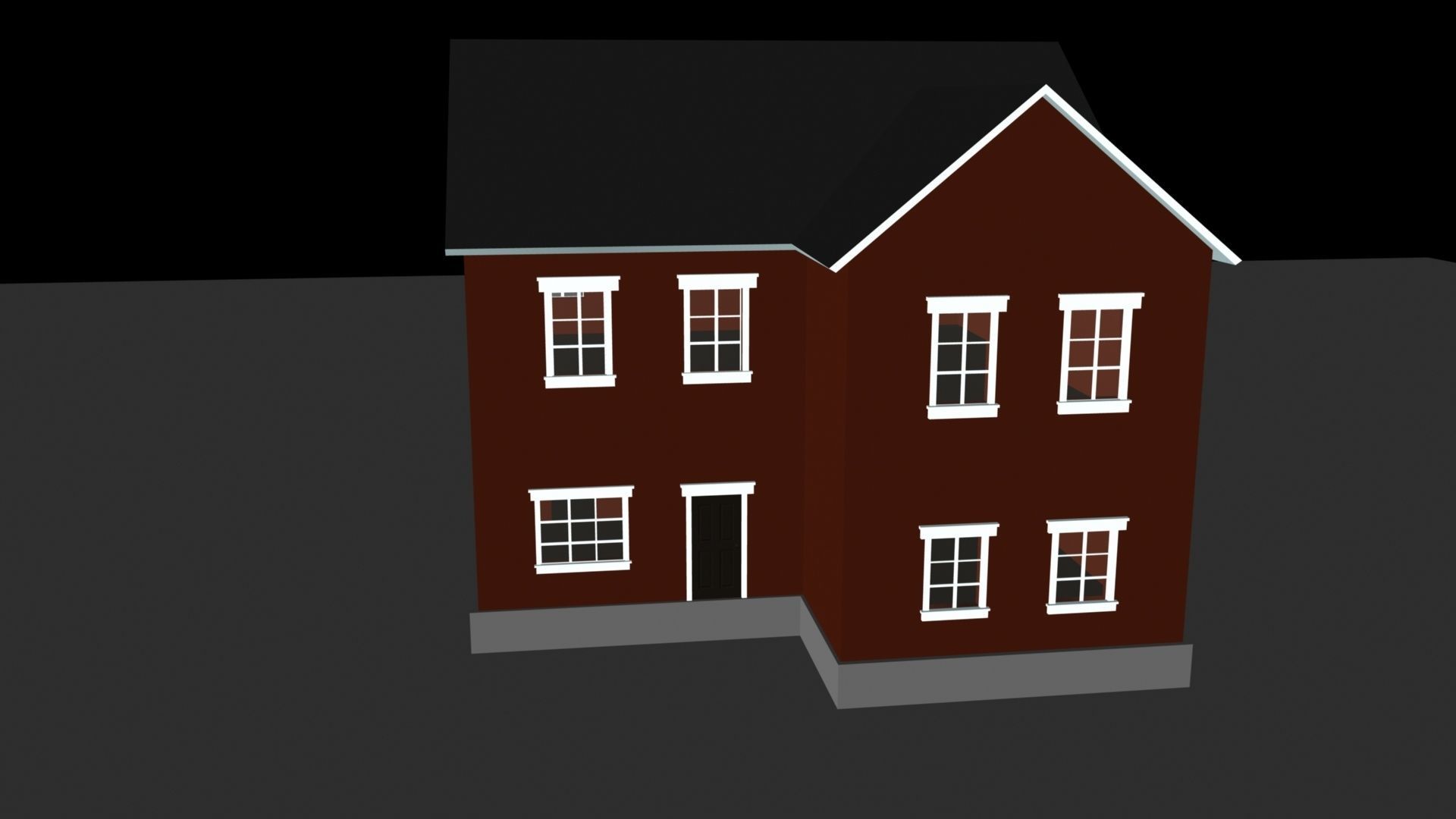 two story L shaped house  3D model_1