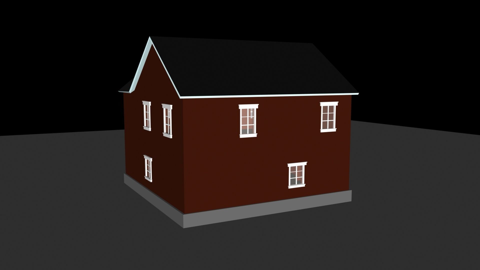 two story L shaped house  3D model_3