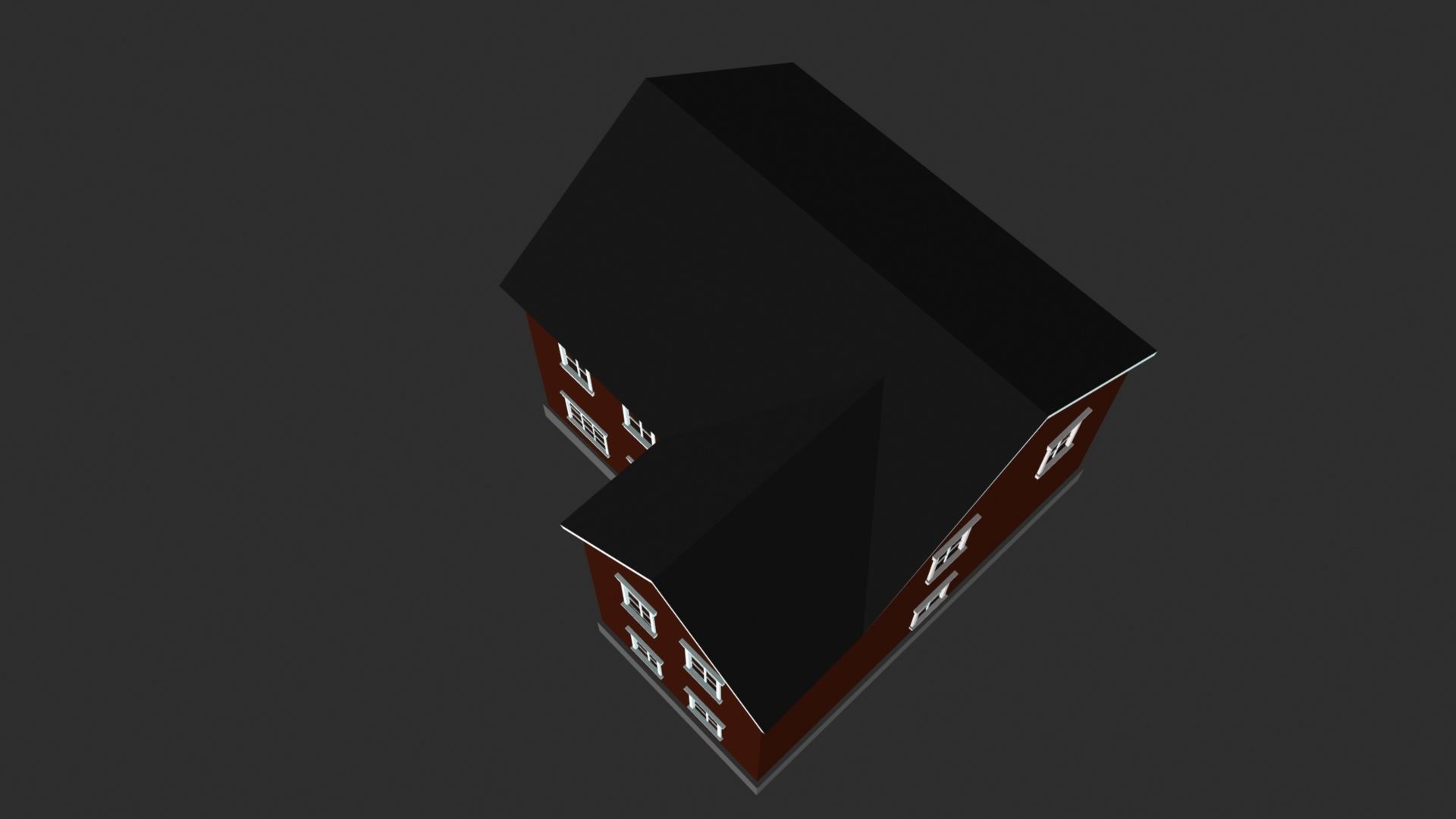 two story L shaped house  3D model_5