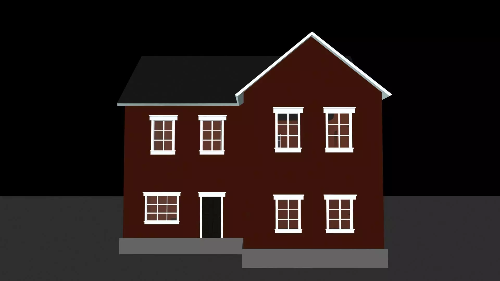 two story L shaped house  3D model_0