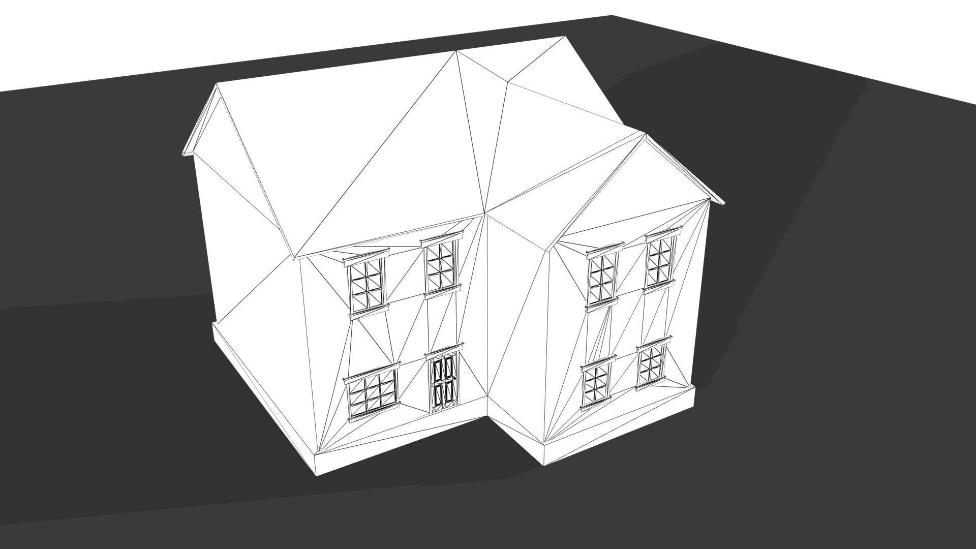 two story L shaped house  3D model_8