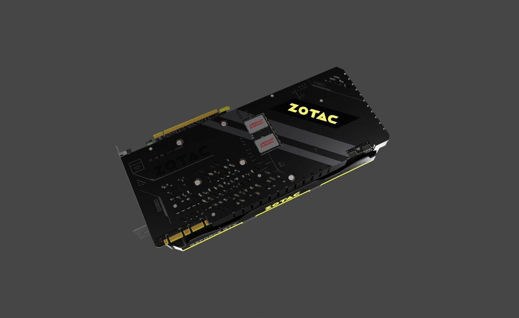 Zotac Amp Extreme NVIDIA GTX 1080 Ti Graphics Card Low-poly 3D model_3