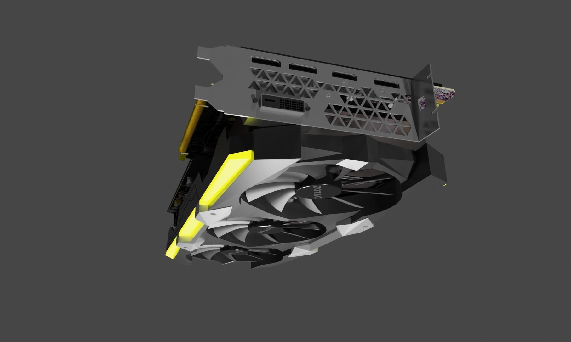 Zotac Amp Extreme NVIDIA GTX 1080 Ti Graphics Card Low-poly 3D model_6