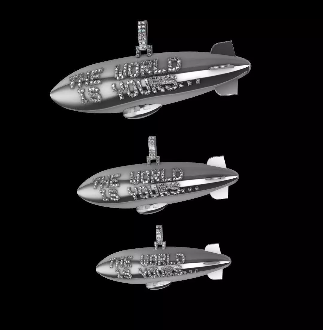 the world is yours blimp pendant multiple sizes 3d  3D print model_0