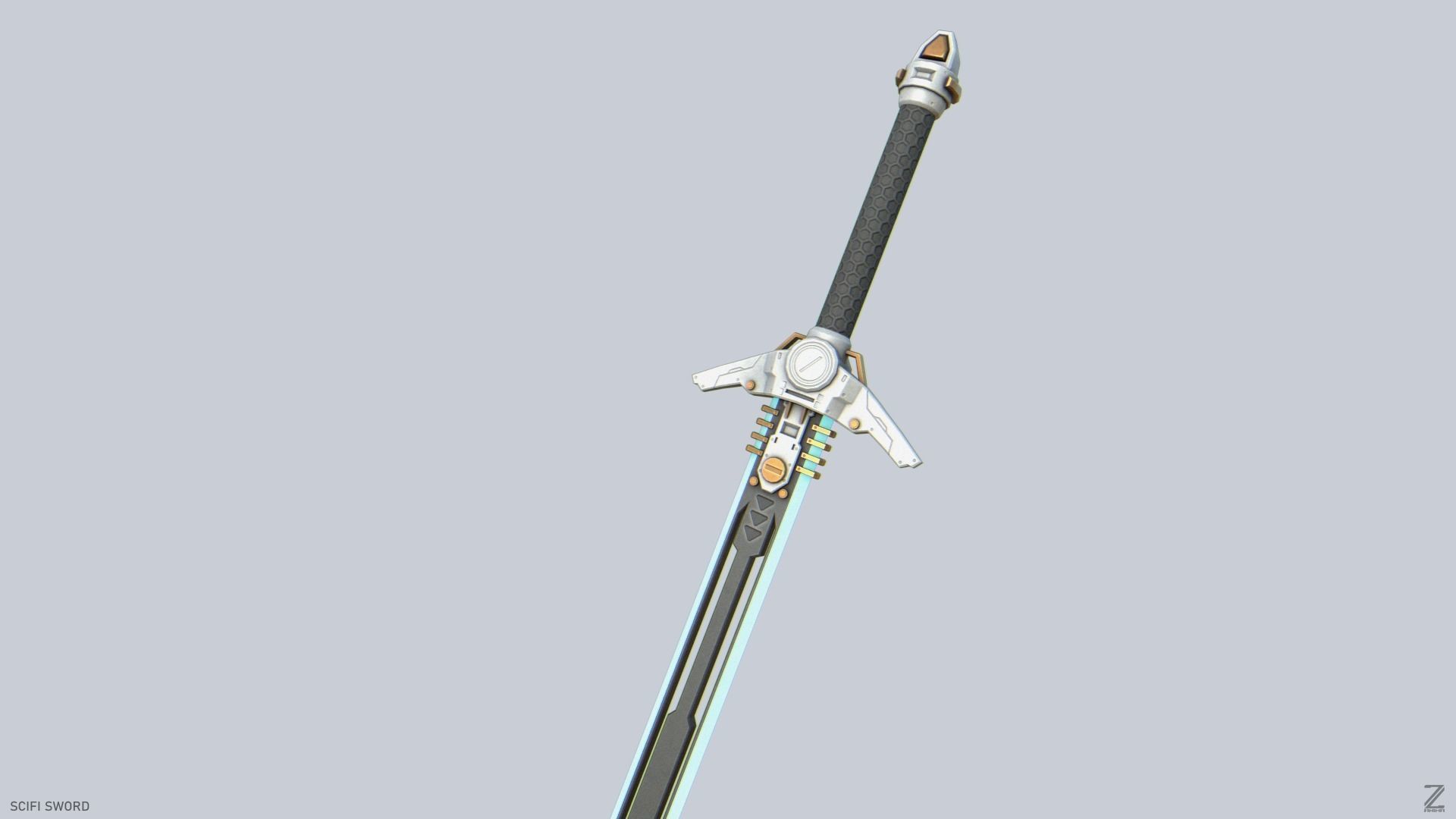 Scifi sword Low-poly 3D model_4