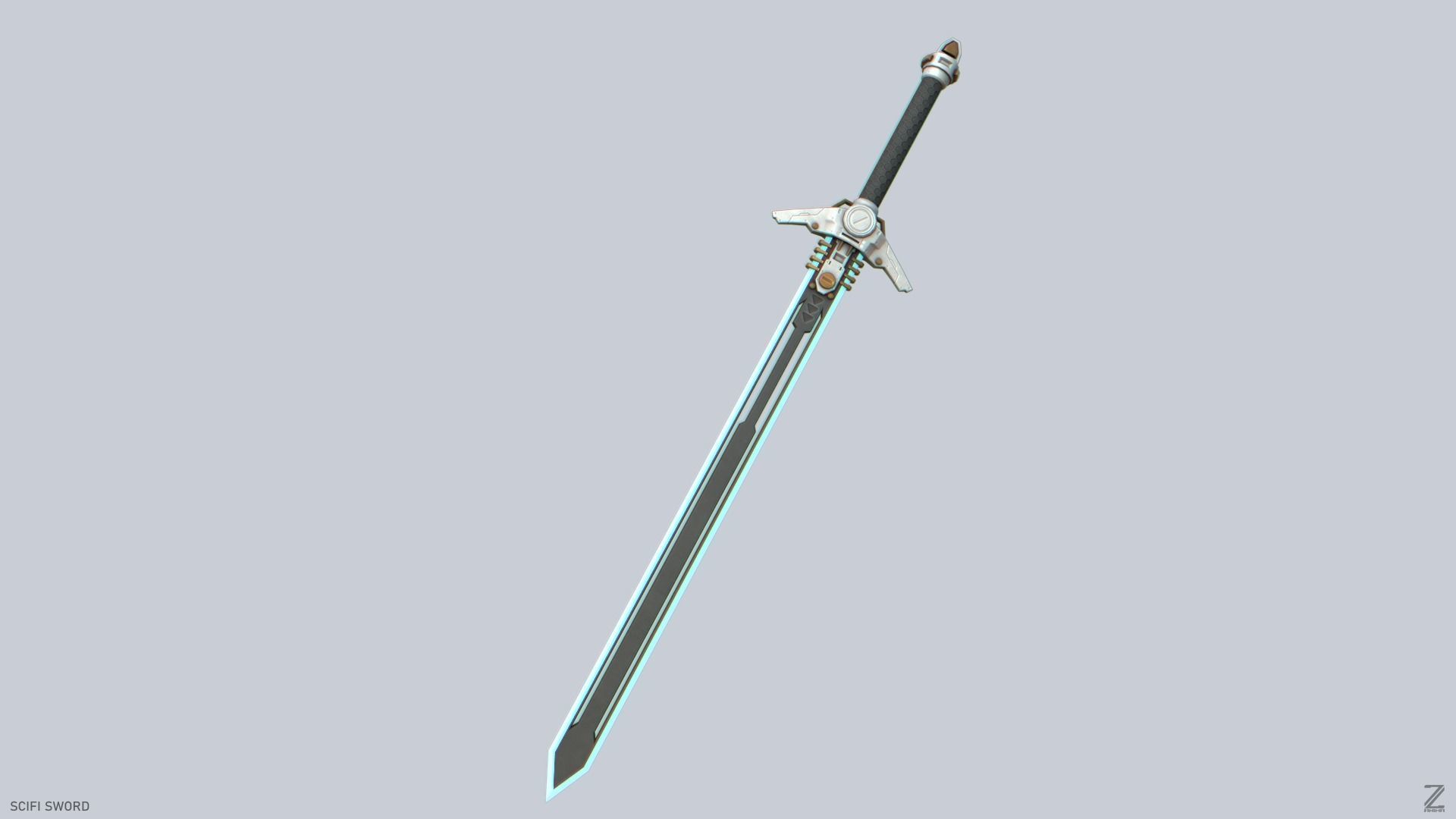 Scifi sword Low-poly 3D model_7