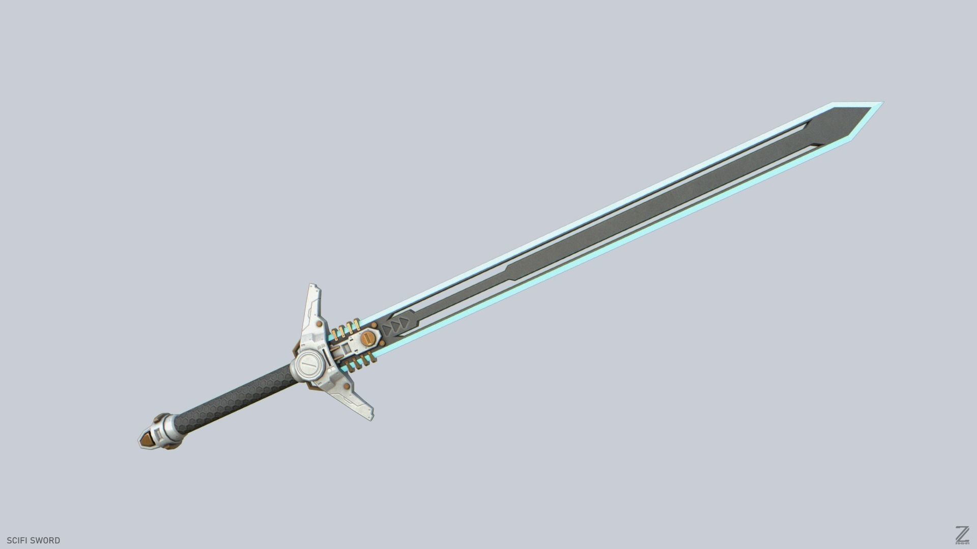 Scifi sword Low-poly 3D model_6