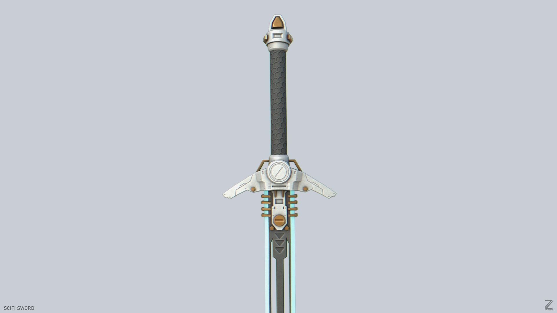 Scifi sword Low-poly 3D model_1