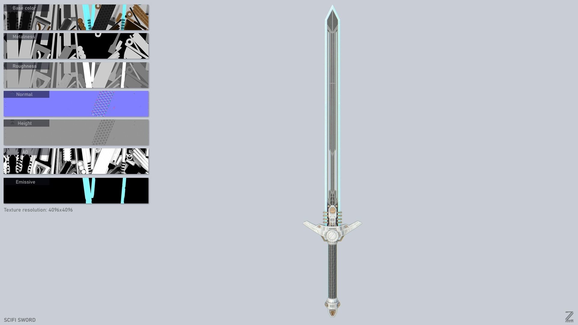 Scifi sword Low-poly 3D model_2
