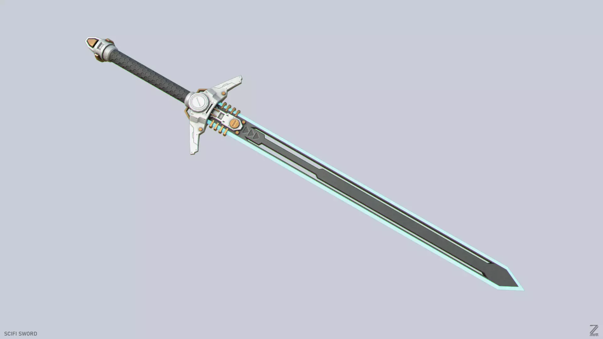 Scifi sword Low-poly 3D model_0