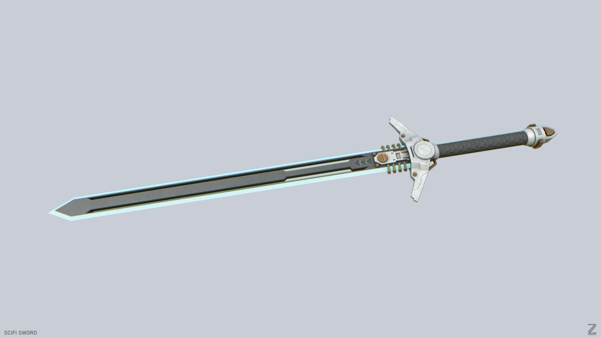 Scifi sword Low-poly 3D model_5