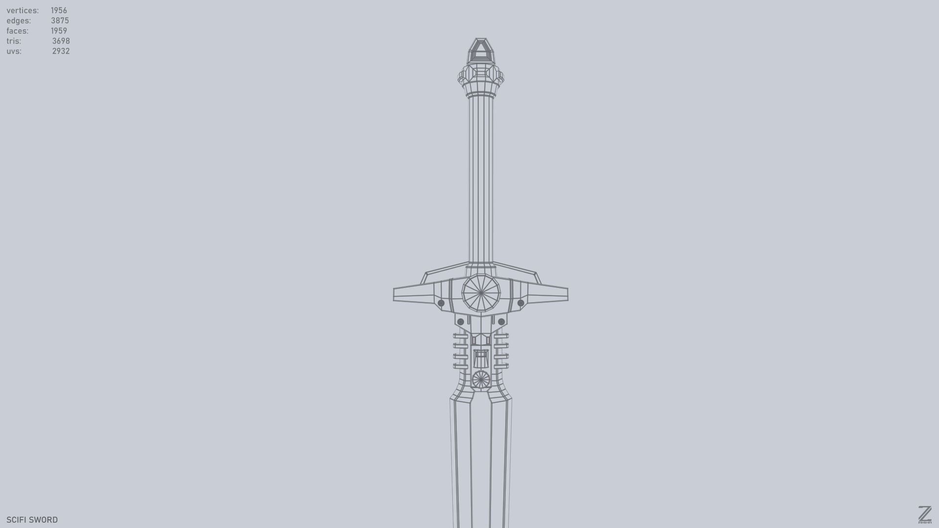 Scifi sword Low-poly 3D model_10
