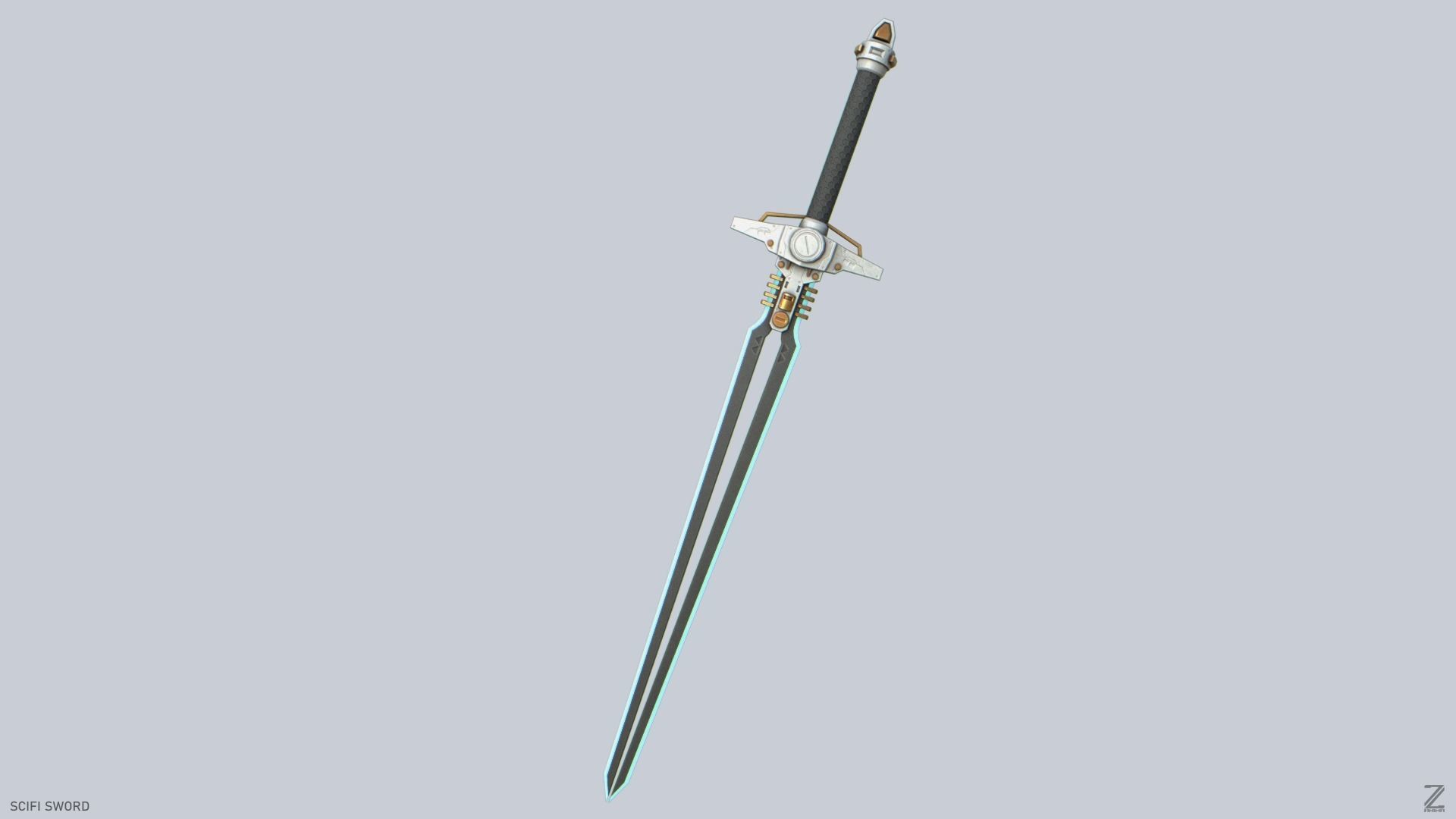 Scifi sword Low-poly 3D model_8