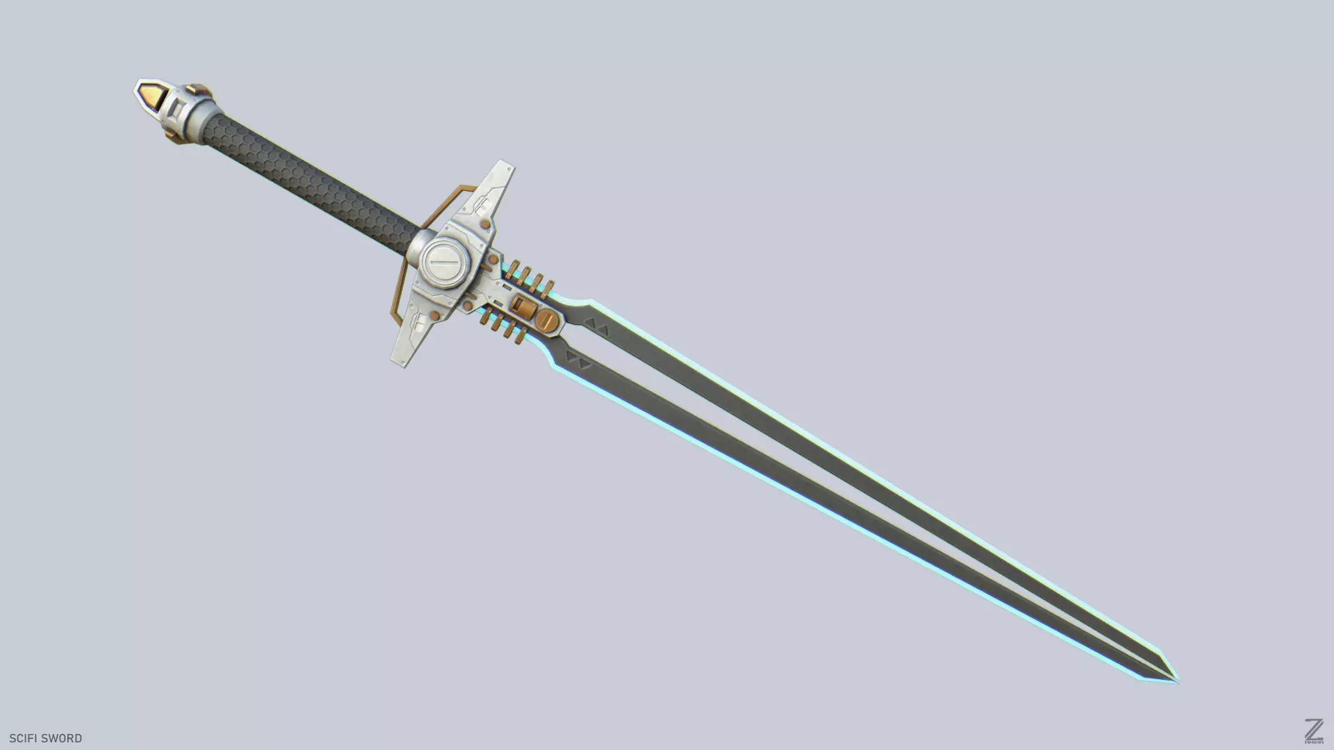 Scifi sword Low-poly 3D model_0