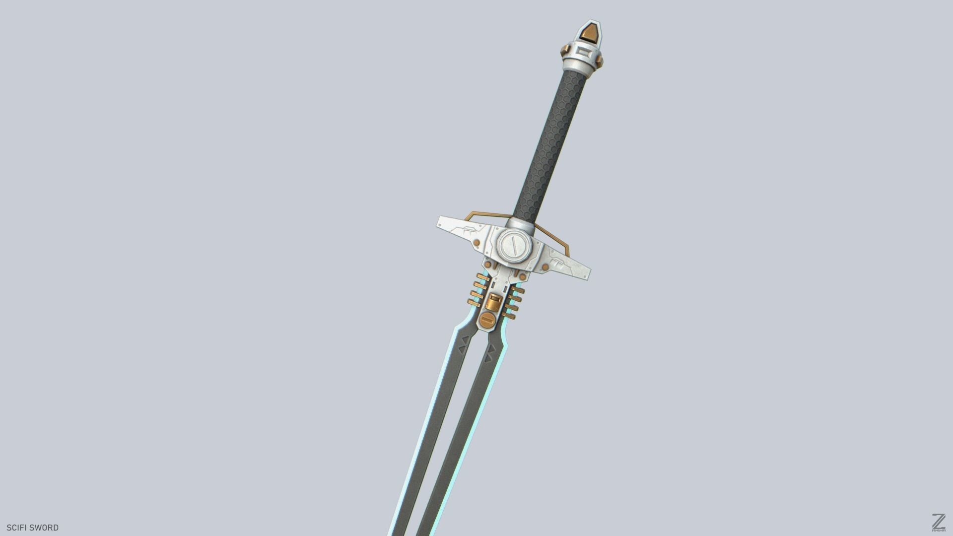 Scifi sword Low-poly 3D model_7